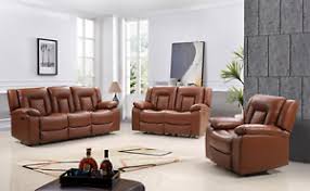 Available in brown, this recliner has plush cushioning while it is also wrapped in genuine leather. New Real Genuine Leather Recliner Modern Sofa Set Black Brown 3 2 1 Seater Ebay