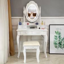 white makeup vanity table set with