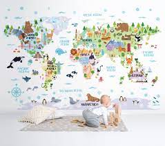 Nursery World Map Decal Wallpaper Kids