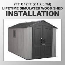 In this video i take this 7.5' x 8' lifetime storage shed out of the box and begin to put it together. Installation For Lifetime 7ft X 12ft 2 1 X 3 7m Simulated Wood Look Storage Shed With Windows Costco Uk