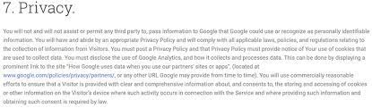 privacy policy for google ytics
