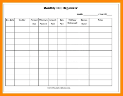 Home Bill Organizer Spreadsheet For Bills Monthly Bill Template