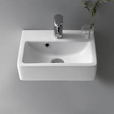 Cerastyle By Nameeks Mini Ceramic 15 Wall Mounted Bathroom Sink With Overflow White
