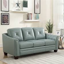 daily tufted leather sofa in spa blue