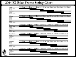 2004 k2 bike frame sizing chart