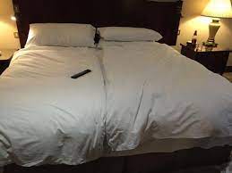 luxury bed with 2 single duvets