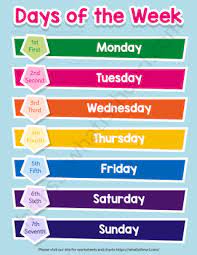 days of the week chart free and