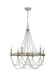 Feiss Beverly 6 Light Chandelier In French Oak Distressed White Wood