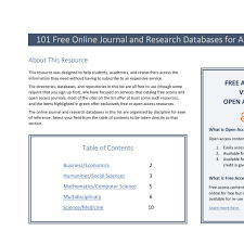 Below, we've curated seven of the best free search engines and databases help you sort through the information to find exactly what you need for your legal research: 101 Free Online Journal And Research Databases For Academics Free Resource Pdf Docdroid