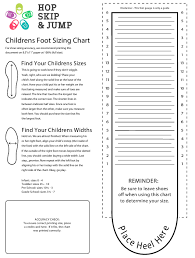 childrens foot sizing chart hop skip