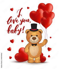 baby vector card with teddy bear