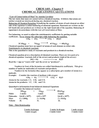 chemical equations calculations