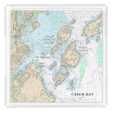 Custom Order Casco Bay Authentic Nautical Chart Acrylic