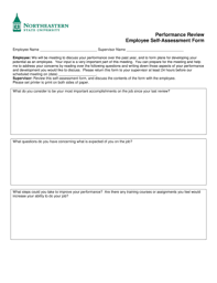 Fillable Online Performance Review Employee Self Assessment Form Fax