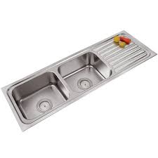 silver ss sink double bowl with drain