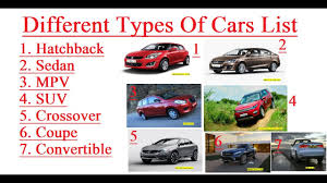 diffe types of cars list you