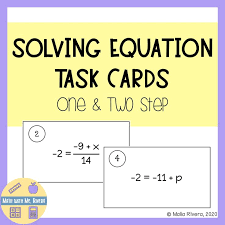 One And Two Step Equation Task Cards