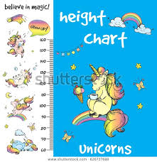Kids Height Charthand Drawn Unicornsfunny Vector Stock