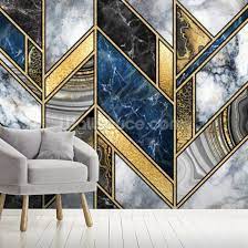 Navy And Gold Art Deco Wallpaper