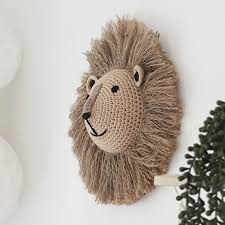 Medium Lion Crochet Animal Head Wall