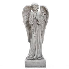 luxenhome light gray resin praying angel garden statue