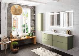 meuble de salle de bain vert olive brillant | Meuble de salle de bain, Salle  de bain tendance, Salle de bains dressing
