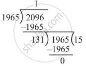 Find the HCF of the numbers in each of the following, using the division  method:1965, 2096 - Mathematics | Shaalaa.com