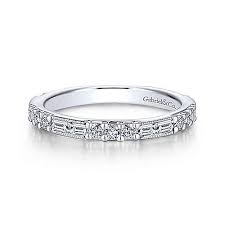 14k White Gold Round Baguette Diamond Stackable Ring Lr4572w45jj