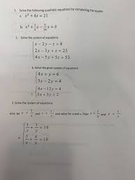 solve the following quadratic equations