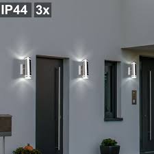 set of 3 wall lights made of stainless