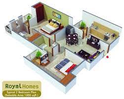 1000 square feet home plan with 2