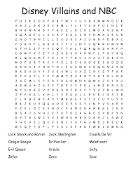 disney villains and nbc word search