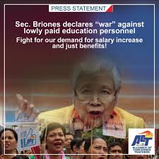 Republic of the philippines (6 mins.) 39th session of the unesco general conference. Sec Briones Declares War Against Lowly Paid Education Personnel Teacherph