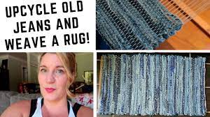 weaving a rug on a loom denim rug on a