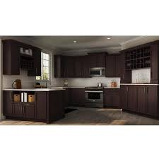 Home decorators collection newport assembled 36x34.5x24 in. Hampton Bay Shaker Assembled 18x36x12 In Wall Kitchen Cabinet In Java Kw1836 Sjm The Home Depot