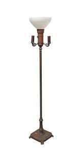 Metal Floor Lamp With White Glass Shade