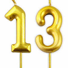 gold number 13 candle 13th birthday