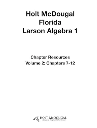 Holt Mcdougal Florida Larson Algebra 1