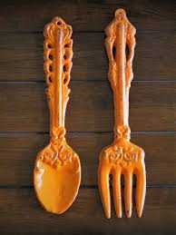 Large Fork And Spoon Bright Orange Or