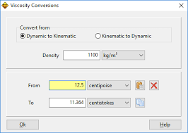 Dynamic And Kinematic Viscosity Conversion Calculator