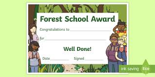 Forest School Award Certificate Outdoor Learning Reward