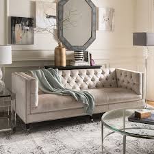 Tufted Upholstered Velvet Nailhead Sofa