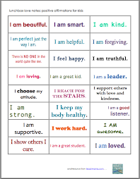 Positive Affirmation Notes For Kids Lunchbox Love