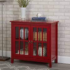 Wooden Red Glass Door China Cabinet