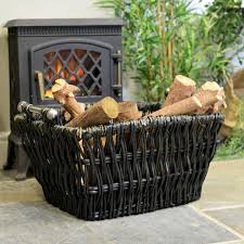 Dove Grey Wicker Log Basket With Chrome