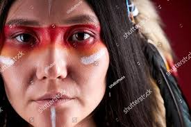 close up portrait in native american