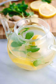 ginger root tea with lemon and mint