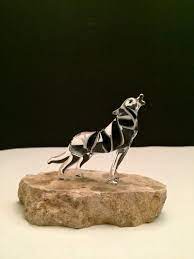 Howling Wolf Handblown Glass Sculpture