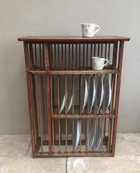 Antique Pine Plate Rack With Cup