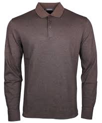 Brown 100 Cotton Long Sleeve Polo Shirts